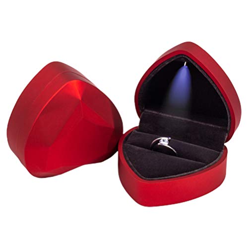 Emowpe LED Ring Box Herzform Samt Ring Schachtel Ehering Box Schmuckschatullen Geschenkbox für Ehe Verlobung Hochzeit von Emowpe