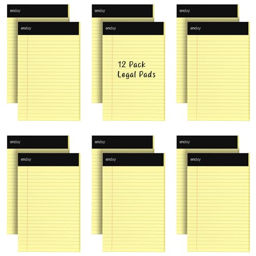 Jr. Legal Block, kleine Notizblöcke, liniert, perforierter Rand, 12,7 x 20,3 cm, Kanariengelb, universal, 50 Blatt pro Block, 12 Stück Jr. Legal Block, kleine Notizblöcke, liniert, perforierter Rand, 12,7 x 20,3 cm, Kanariengelb, universal, 50 Blatt pro Block, 12 Stück von Emraw
