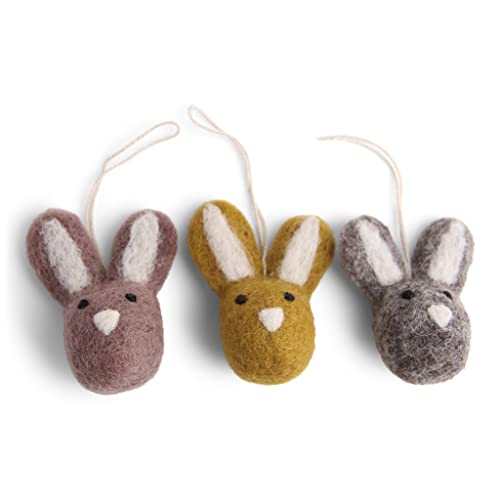 Én Gry & Sif Mini Bunnies/kleine Osterhasen - handgefilzt - Anhänger aus Filz, Ostern-Deko - 3 Stück … B (bunt) von Én Gry & Sif