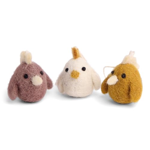 Én Gry & Sif Mini Küken/kleine Rooster - handgefilzt - Anhänger aus Filz, Ostern-Deko - 3 Stück von Én Gry & Sif
