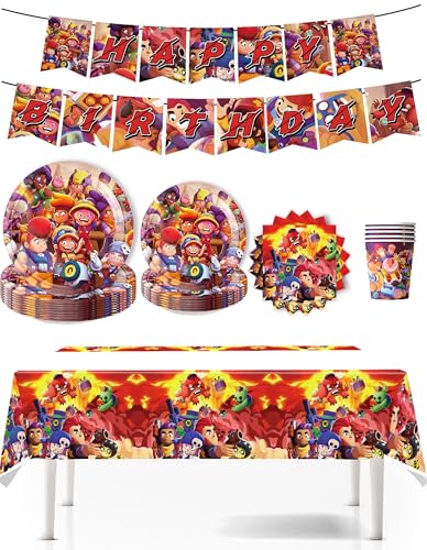 EnJyvor Brawl Partygeschirr Set, Brawl Kindergeburtstag Party Pappteller Set, Kindergeburtstag Pappteller Set für Parteien, Taufe Geburtstagsparty (B) von EnJyvor