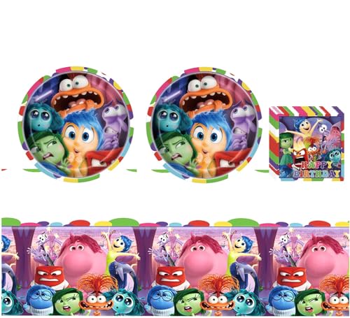 Inside Out Partygeschirr Set, Inside Out Partygeschirr Set Kinder, Deko Geburtstag Partygeschirr, Geburtstag Partygeschirr (Hellviolett) von EnJyvor