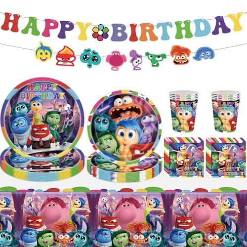 Inside Out Partygeschirr Set, Inside Out Partygeschirr Set Kinder, Deko Geburtstag Partygeschirr, Geburtstag Partygeschirr (Hellviolett-2) von EnJyvor