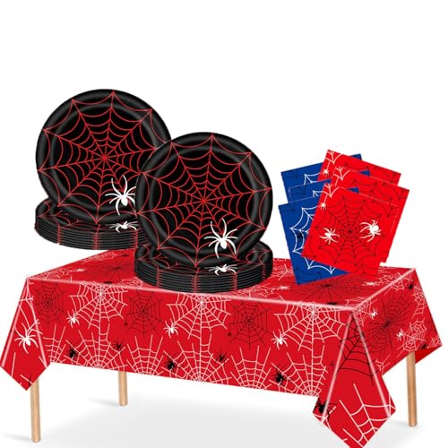 Partygeschirr,Kindergeburtstag Geschirr Set,Kindergeburtstag Deko,Geburtstag Deko,Party Geschirr für 10 Gäste (schwarz-1) von EnJyvor