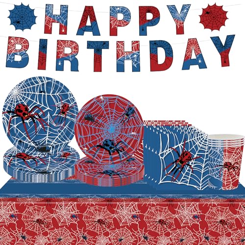 Partygeschirr,Kindergeburtstag Geschirr Set,Kindergeburtstag Deko,Geburtstag Deko,Party Geschirr für 10 Gäste (schwarz-3) von EnJyvor