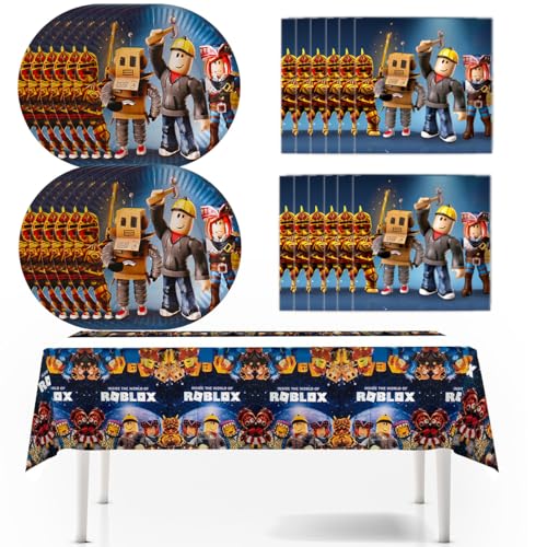 Partygeschirr Geburtstag,Kindergeburtstag Geschirr Set,Kindergeburtstag Deko,Geburtstag Deko,Party Geschirr für 10 Gäste (dunkelblau-1) von EnJyvor