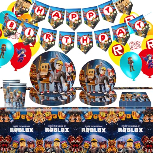Partygeschirr Geburtstag,Kindergeburtstag Geschirr Set,Kindergeburtstag Deko,Geburtstag Deko,Party Geschirr für 10 Gäste (dunkelblau-2) von EnJyvor