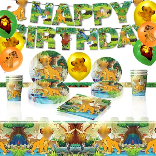 Partygeschirr Kindergeburtstag, Kinder Partygeschirr Set,Anime Geburtstagsdeko, Teller Servietten Tischdecke, Kindergeburtstag Deko Party Zubehör (A) von EnJyvor