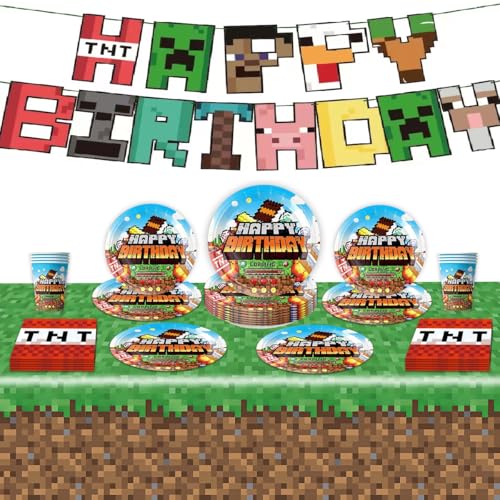 Partygeschirr Kindergeburtstag, Kinder Partygeschirr Set,Anime Geburtstagsdeko, Teller Servietten Tischdecke, Kindergeburtstag Deko Party Zubehör (C) von EnJyvor