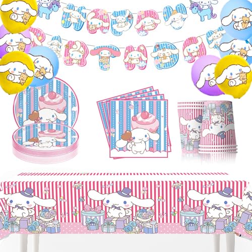 Partygeschirr Kindergeburtstag, Kinder Partygeschirr Set,Anime Geburtstagsdeko, Teller Servietten Tischdecke, Kindergeburtstag Deko Party Zubehör (E) von EnJyvor