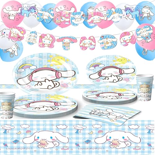 Partygeschirr Kindergeburtstag, Kinder Partygeschirr Set,Anime Geburtstagsdeko, Teller Servietten Tischdecke, Kindergeburtstag Deko Party Zubehör (F) von EnJyvor