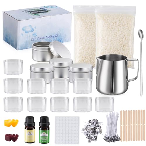 EnMart Kerzenset zum Selbstmachen, Kerzenherstellung Kit, Candle Making Kit, DIY Kerzenherstellung Kit für Erwachsene mit 2 Sojawachs, 1 Kerzenherstellung Topf, 4 Farbstoff, 10 Kerzengläser EnMart Kerzenset zum Selbstmachen, Kerzenherstellung Kit, Candle Making Kit, DIY Kerzenherstellung Kit für Erwachsene mit 2 Sojawachs, 1 Kerzenherstellung Topf, 4 Farbstoff, 10 Kerzengläser von EnMart