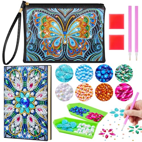 Enbagold Diamond Painting Kinder Kosmetiktasche & A5 Notizbuch, Bastelset Kinder ab 6 Jahre, Basteln Mädchen 8-12 Jahre, Geschenk Mädchen 6 7 8 9 10 11 12 Jahre -Blauer Schmetterling + Pfauenfeder Enbagold Diamond Painting Kinder Kosmetiktasche & A5 Notizbuch, Bastelset Kinder ab 6 Jahre, Basteln Mädchen 8-12 Jahre, Geschenk Mädchen 6 7 8 9 10 11 12 Jahre -Blauer Schmetterling + Pfauenfeder von Enbagold