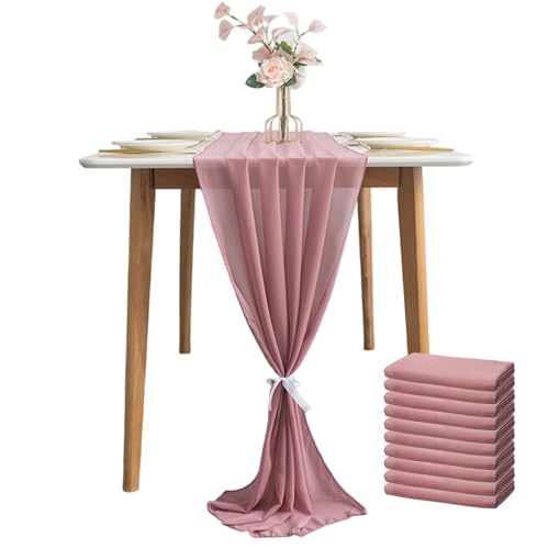 10pcs Chiffon Tischläufer, 12x118 Zoll langer Tischläufer, elegant für Hochzeits Babyparty Geburtstag Home Feiertagdekorationen 10pcs Chiffon Tischläufer, 12x118 Zoll langer Tischläufer, elegant für Hochzeits Babyparty Geburtstag Home Feiertagdekorationen von Enbebamd