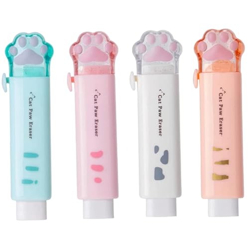 4pcs Retractable Radiergummi, 4 Color Cat Paw -Form -Radierstock, tragbarer 4x1 -Zoll -Radiergummi, niedliche Einziehbar für Kinder, Erwachsene 4pcs Retractable Radiergummi, 4 Color Cat Paw -Form -Radierstock, tragbarer 4x1 -Zoll -Radiergummi, niedliche Einziehbar für Kinder, Erwachsene von Enbebamd