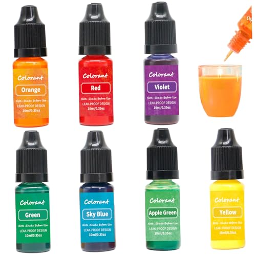 7pcs Kerzenfarbstoff, 10 ml hoch konzentrierter flüssiger Kerzenfarbstoff leicht zu färben, und schmaler Mund für DIY, Craftdye 7pcs Kerzenfarbstoff, 10 ml hoch konzentrierter flüssiger Kerzenfarbstoff leicht zu färben, und schmaler Mund für DIY, Craftdye von Enbebamd