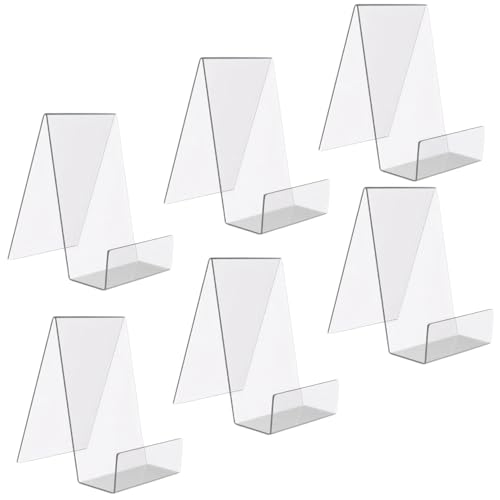 Book Stand 6Pcs Acrylic Book Holder Clear Stands for Display Album, CD, Magazine Display Stand with Edge for Schools, Stores, Libraries von Enbebamd
