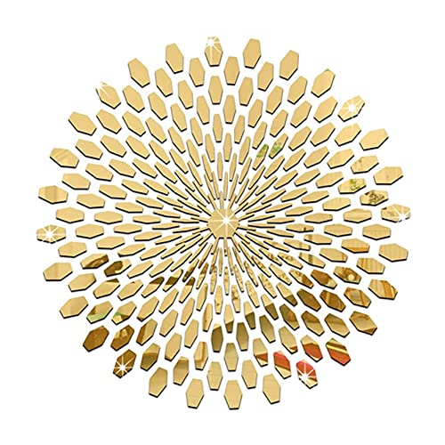 Enbebamd Sonnenblumenspiegel Wandaufkleber Acryl 3D Sonnenblumen Wandkunst Dekor Selbstklebende DIY Acrylspiegelabziehbilder für Wohnkultur Gold von Enbebamd