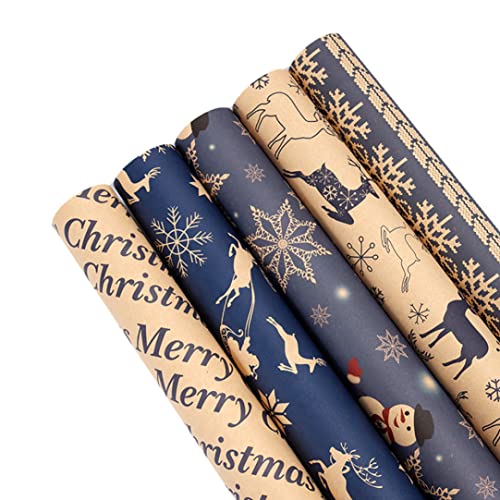 Weihnachtspapierpapierblätter recycelter Kraftpapier für festliche Dekoration 5 Blätter recycelte Kraft Weihnachtspapierpapierblätter recycelter Kraftpapier für festliche Dekoration 5 Blätter recycelte Kraft von Enbebamd