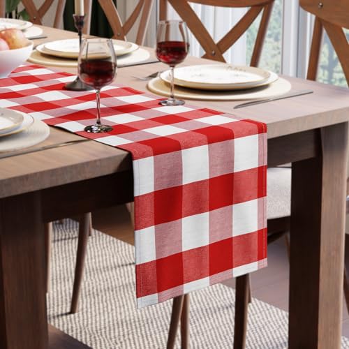 Encasa Homes Tischläufer für 8-Sitzer Esszimmer – Büffelrote Karos – 33 x 183 cm – rustikale Bauernhaus-Dekoration, dekoratives Homespun Plaid Tuch für Party, Restaurant und Outdoor Encasa Homes Tischläufer für 8-Sitzer Esszimmer – Büffelrote Karos – 33 x 183 cm – rustikale Bauernhaus-Dekoration, dekoratives Homespun Plaid Tuch für Party, Restaurant und Outdoor von Encasa XO