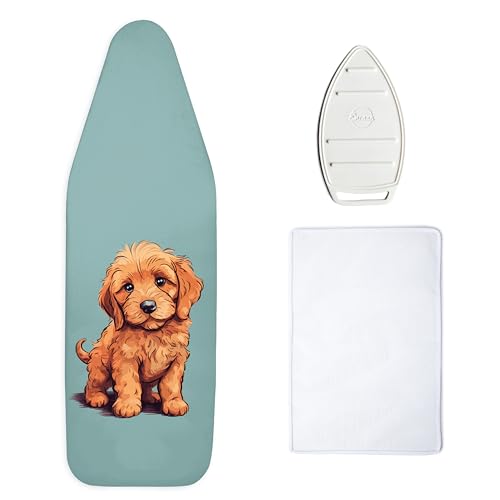 Encasa XO Superior Bügelbrettbezug – Tommy – Large 49"x15", extra Dickes 4-mm-Filzpolster, elastische Kordel + Schloss, Silikon-Bügeleisenablage, Netzstoff, hitzebeständig, waschbar von Encasa XO