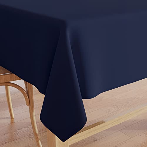 Encasa Baumwoll-Canvas-Tischdecke | Scotch Blue Einfarbig | Rechteckige Größe 140x180 cm | Esstischdecke zur Dekoration – maschinenwaschbar von Encasa