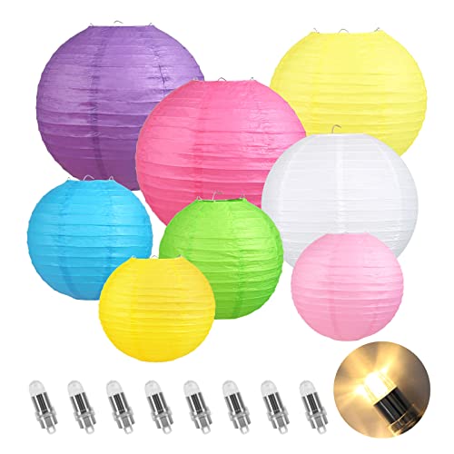 Encham 8X Papierlaterne Bunte Papier Lampions Bunte mit 8 Stück warmweiß LED-Ballons Lichter Laterne Papier Lampenschirm für Hochzeit Party Geburtstage Dekoration Encham 8X Papierlaterne Bunte Papier Lampions Bunte mit 8 Stück warmweiß LED-Ballons Lichter Laterne Papier Lampenschirm für Hochzeit Party Geburtstage Dekoration von Encham