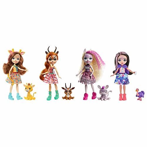 Enchantimals GYN57 - Sonnensavannen Freunde 4er-Packung Puppenset mit Tierfiguren, kleine Puppen mit Kleidung und Accessoires, tolles Spielzeug Geschenk für Kinder ab 3 Jahren von Enchantimals