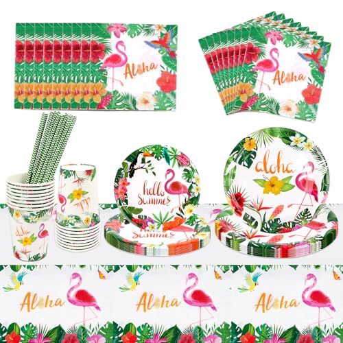 Flamingo Partygeschirr Set, Hawaii Party Geschirr, Pappteller Kindergeburtstag, Ananas Deko Partyzubehör Pappteller, Pappteller Geburtstag für Urlaub Sommer Deko Junge Mädchen Partys 16 Gäste Flamingo Partygeschirr Set, Hawaii Party Geschirr, Pappteller Kindergeburtstag, Ananas Deko Partyzubehör Pappteller, Pappteller Geburtstag für Urlaub Sommer Deko Junge Mädchen Partys 16 Gäste von Encuryna