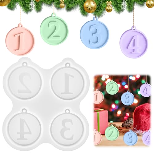Silikonform Weihnachten Anhänger, Silikonformen Gießformen mit Zahlen 1-4, Runde Silikonform Adventszahlen Anhänger, Weihnachten Epoxidharz Formen für DIY Basteln Zubehör Weihnachtsdekorationen Silikonform Weihnachten Anhänger, Silikonformen Gießformen mit Zahlen 1-4, Runde Silikonform Adventszahlen Anhänger, Weihnachten Epoxidharz Formen für DIY Basteln Zubehör Weihnachtsdekorationen von Encuryna