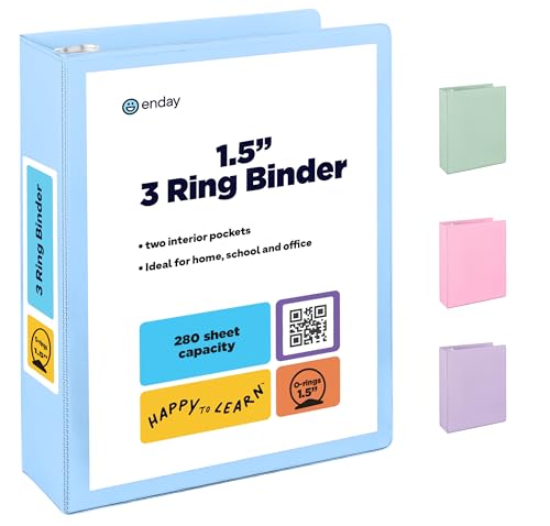 Enday 3,8 cm Ordner, blau, 3,8 cm, 3-Ringbuch, runder Ringordner mit transparentem Einband für Briefgröße 21,6 x 27,9 cm Papier und 2 Innentaschen, ideal für Schulbedarf, Büro und Zuhause Enday 3,8 cm Ordner, blau, 3,8 cm, 3-Ringbuch, runder Ringordner mit transparentem Einband für Briefgröße 21,6 x 27,9 cm Papier und 2 Innentaschen, ideal für Schulbedarf, Büro und Zuhause von Enday