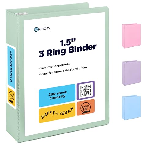 Enday 3,8 cm Ordner, grün – 3,8 cm 3-Ringbuch, runder Ringordner mit transparentem Einband für Briefgröße 21,6 x 27,9 cm Papier und 2 Innentaschen, ideal für Schulbedarf, Büro und Zuhause Enday 3,8 cm Ordner, grün – 3,8 cm 3-Ringbuch, runder Ringordner mit transparentem Einband für Briefgröße 21,6 x 27,9 cm Papier und 2 Innentaschen, ideal für Schulbedarf, Büro und Zuhause von Enday