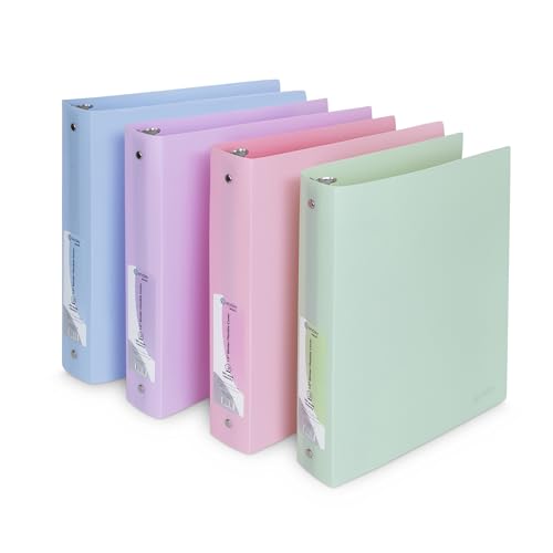 Enday 3-Ringbuch 2,5 cm (4 Stück) Pastellfarbene flexible Ordner mit Tasche, hält 175 Blatt, für Zuhause und Schulbedarf in Blau, Lila, Rosa und Grün - von Enday von Enday