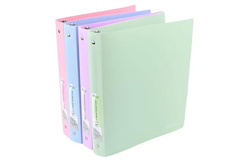 Enday 3 Ringbuch 3,8 cm (4 Stück) Pastell Flexible Ordner Runder Ring mit Tasche, Hält 280 Blatt, für Zuhause und Schulbedarf in Blau, Lila, Rosa und Grün - by Enday von Enday