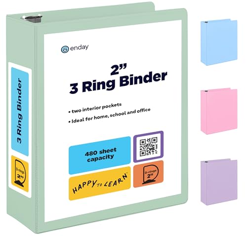 Enday 5,1 cm Ordner, grün – 5,1 cm 3-Ringbuch, D-Ringbuch mit transparentem Einband für Briefgröße 21,6 x 27,9 cm Papier und 2 Innentaschen, ideal für Schulbedarf, Büro und Zuhause Enday 5,1 cm Ordner, grün – 5,1 cm 3-Ringbuch, D-Ringbuch mit transparentem Einband für Briefgröße 21,6 x 27,9 cm Papier und 2 Innentaschen, ideal für Schulbedarf, Büro und Zuhause von Enday