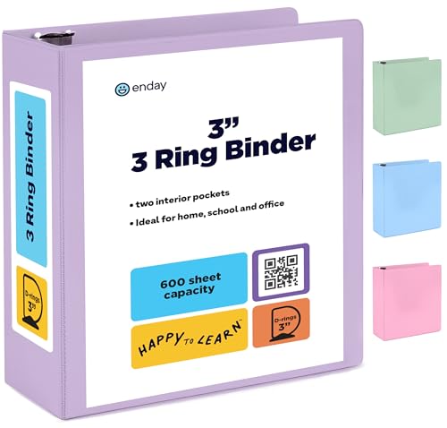 Enday 7,6 cm Ordner, violett – 3-Ringbuch, D-Ringbuch mit transparentem Einband für Briefgröße 21,6 x 27,9 cm Papier und 2 Innentaschen, ideal für Schulbedarf, Büro und Zuhause Enday 7,6 cm Ordner, violett – 3-Ringbuch, D-Ringbuch mit transparentem Einband für Briefgröße 21,6 x 27,9 cm Papier und 2 Innentaschen, ideal für Schulbedarf, Büro und Zuhause von Enday