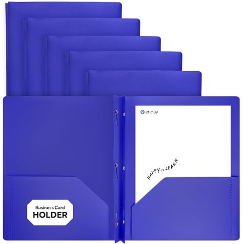 Kunststoff-Ordner mit Taschen und Zinken, blau, 2 Taschen mit Brads, 3 Zinken mit Taschen für Blätter in Briefgröße, auch erhältlich in Lila, Schwarz, Grün, Gelb, Orange, 6 Stück Enday Kunststoff-Ordner mit Taschen und Zinken, blau, 2 Taschen mit Brads, 3 Zinken mit Taschen für Blätter in Briefgröße, auch erhältlich in Lila, Schwarz, Grün, Gelb, Orange, 6 Stück Enday von Enday