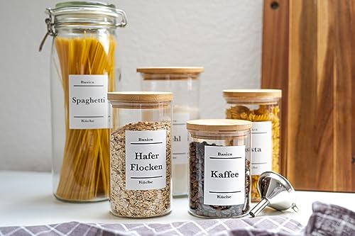 Endi Haft Küchen-Aufkleber - 80x60mm Hauhalts-Aufkleber Home, weiß-matte Etiketten - 9 Haushaltsetiketten pro Set (Basic Küchen Kollektion) von Endi Haft
