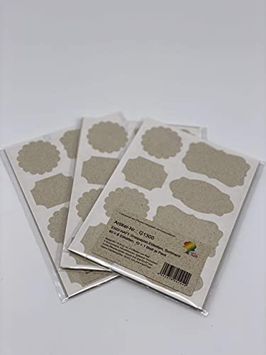 Etiketten aus Graspapier, 4 verschiedene Naturetiketten, 80x Etiketten, 10 Blatt Graspapier-Etiketten, bestechen durch Haptik und Optik, (Unbedruckt) Naturetiketten: G1300 von Endi haft