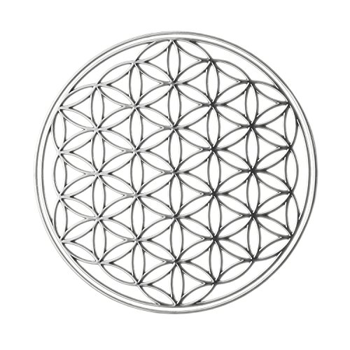 EnerChrom Blume des Lebens Aufkleber Metall 3cm, 2er Set - Farbe silber - Sticker glänzend verchromt - selbstklebend, ohne sichtbare Folie von EnerChrom