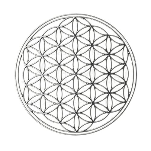 EnerChrom Blume des Lebens Aufkleber Metall 5cm, 2er Set - Farbe silber - Sticker glänzend verchromt - selbstklebend, ohne sichtbare Folie von EnerChrom