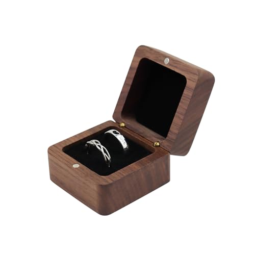 Energather Ringkissen Hochzeit mit 2 Fächern, Ring Box Verlobung Ringhalter mit Magnetverschluss, Ringschachtel Quadratisches Ringschatulle in Vintage-Stil für Anträge, Hochzeit, Verlobung (schwarz) Energather Ringkissen Hochzeit mit 2 Fächern, Ring Box Verlobung Ringhalter mit Magnetverschluss, Ringschachtel Quadratisches Ringschatulle in Vintage-Stil für Anträge, Hochzeit, Verlobung (schwarz) von Energather
