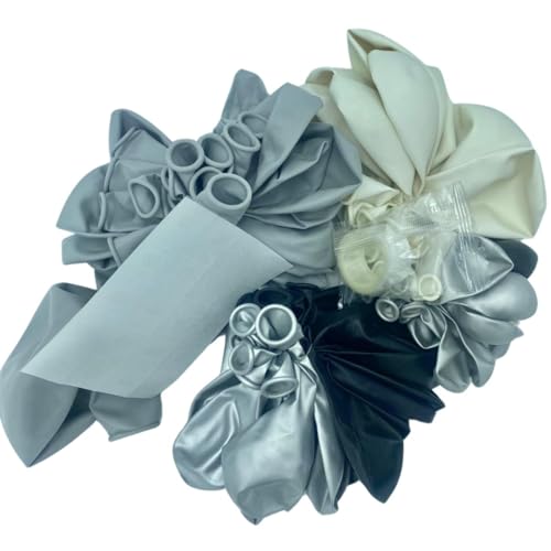 Organische Girlande 3 m – 65 Luftballons + Zubehör DIY – Grau – ABC Luftballons von Enexo