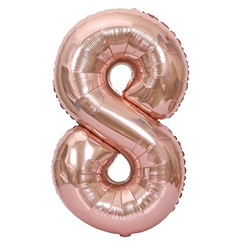 40 Zoll Große Rosafarbene Goldene Folienballons, Mylar-Zahlenballons Für Hochzeit, Geburtstag, Party, Dekoration, Jahrestag, Veranstaltungen, Dekorationen(8) von Enforose