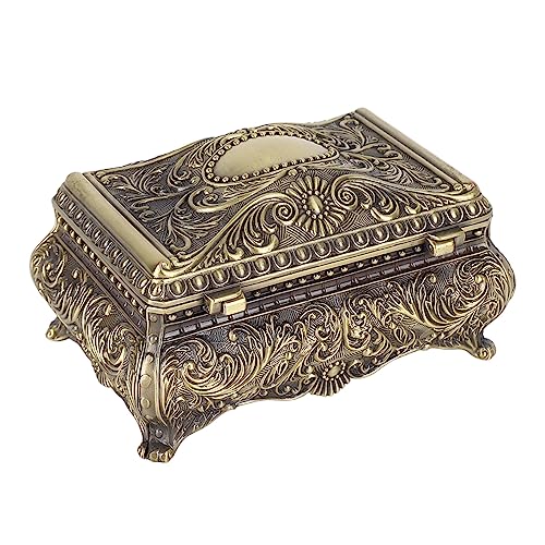Enforose Metall-Schmuck-Aufbewahrungsbox, rechteckig, elegante Retro-Schmuckschatulle, geeignet für die Aufbewahrung von Ringen, Ohrringen, Halsketten und Schmuck, 12,8 x 8,5 x 6,5 cm von Enforose