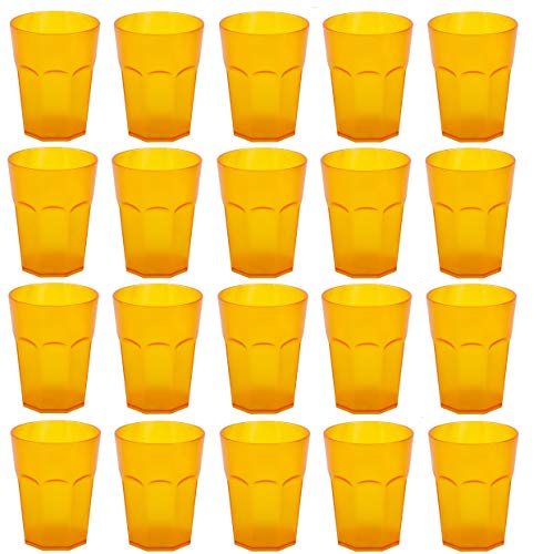 Engelland - 20 x Plastikbecher, Trinkbecher, Orange, Cocktailbecher, 250 ml, mit Eichstrich, stapelbar, Mehrweg, Kunststoff, Frostoptik, wiederverwendbar, Party-Becher, Trink-Glas von Engelland