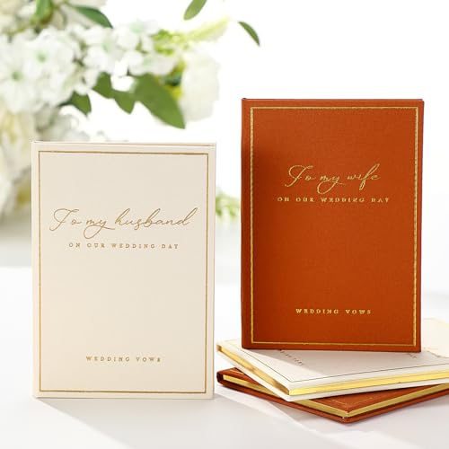 Engrowtic Ehegelübdebuch mit Goldfolien-Schriftzug, linierte Seite, fester Einband, Verlobungsgeschenk für Bräutigam, frisch verlobtes Paar, Hochzeit, Must-Have, 2 Stück, Braun / Beige von Engrowtic