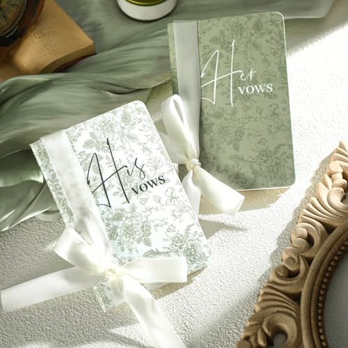 Engrowtic Hochzeits-Gelübdebücher mit Schleife, Blumenmuster, für Sie und Ihn, Papier-Notizbuch für Hochzeit, Gelübde, Tagebuch, offizielles Buch, Brautparty, Geschenke, Andenken, 2 Stück (grün) Engrowtic Hochzeits-Gelübdebücher mit Schleife, Blumenmuster, für Sie und Ihn, Papier-Notizbuch für Hochzeit, Gelübde, Tagebuch, offizielles Buch, Brautparty, Geschenke, Andenken, 2 Stück (grün) von Engrowtic
