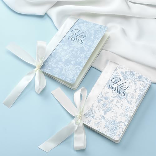 Engrowtic Hochzeits-Gelübdebücher mit Schleife, blaues Blumenmuster, für Sie und Ihn, PU-Leder-Notizbuch für Hochzeit, Gelübde, Tagebuch, Brautparty, Geschenke, Andenken, 2 Stück Engrowtic Hochzeits-Gelübdebücher mit Schleife, blaues Blumenmuster, für Sie und Ihn, PU-Leder-Notizbuch für Hochzeit, Gelübde, Tagebuch, Brautparty, Geschenke, Andenken, 2 Stück von Engrowtic
