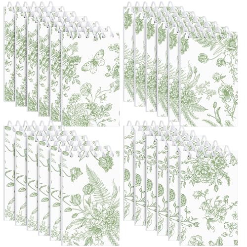 Engrowtic Mini-Notizblöcke mit Blumenmuster, Salbeigrün, Vintage-Blume, kleine Spiralen, für Brautschmuck, Hochzeit, Babyparty, Geburtstag, Teeparty, Geschenk, 24 Stück Engrowtic Mini-Notizblöcke mit Blumenmuster, Salbeigrün, Vintage-Blume, kleine Spiralen, für Brautschmuck, Hochzeit, Babyparty, Geburtstag, Teeparty, Geschenk, 24 Stück von Engrowtic